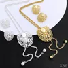 Zestawy biżuterii ślubnej 85 cm Długie łańcuch Naszyjnik i kolczyki dla kobiet Dubai Gold Srebrny kolor regulowany długość 2PCS 231216