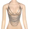 Camisoles & Tanks Women Fashion Sexy Backless Cleavage Female Party Midnight Camis Y2K Halter Chain Decoration Crop Tops