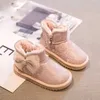 Laarzen Meisjes Sneeuw 2023 Winter Peuter Kids Fashion Brand Prinses Chelsea Enkel Baby Warm Bont Schoenen Kinderen Bowtie Zacht 231216