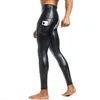 Women's Pants s Men High Waist Leather Body Shaper Trainer Control Leggings Compression Underwear Fitness Shapers With Pockets 231216