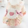 Cão vestuário vestido casaco para cães morango lolita teddy bonito princesa estilo outono e inverno saia quente roupas pequenas