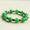 Drop Groene Jades Steen Ronde Kralen Armband Enkele Lap Boeddha Kralen Hand String Houten Armbanden Vrouw Mode-sieraden Kralen Strands244h