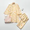 Vêtements ethniques Floral Kimono Pajamas Pure Coton Day Series Shew Sleeve Sorme à la maison Vêtements de sommeil Air Climatisation Sweat mince