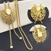 Zestawy biżuterii ślubnej 85 cm Długie łańcuch Naszyjnik i kolczyki dla kobiet Dubai Gold Srebrny kolor regulowany długość 2PCS 231216