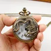 Relógios de bolso retro Half Hollow Dragon Phoenix Design pendente Homens Mulheres assistem Cadeia de moda Moda Relógio Cool do presente