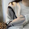 Kadın Sweaters Sonbahar Kış Moda Zarif Yuvarlak Boyun Külot Uzun Kollu Baskılı Örgü Sıradan Çok Yönlü Batı Stil Top