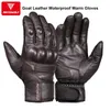 Gants à cinq doigts Gants de moto en cuir véritable imperméable coupe-vent hiver chaud été respirant tactile exploiter guantes moto poing paume protéger 231216