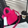 INS Children fleece handbags girls faux fur basket tote bag kids one shoulder messenger bags S0957