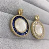 Pendant Necklaces Natural Shell Virgin Mary For Jewelry Making Gold Color Copper Zircon Guadalupe Medal Charm Wholesale 10pcs
