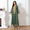 Vêtements ethniques Soirée Islam Robe Musulmane Paillettes Y2K Abaya Islamique Dubaï Broderie Robe À Manches Longues Caftan