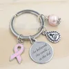 Nueva llegada llavero de acero inoxidable llaveros concientización sobre el cáncer de mama llavero de cinta rosa llavero regalos para mujeres Jewelry291a