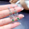 Dangle Earrings MeiBaPJ Granny Green Diopside & Peridot Gemstone Fashion Drop Real 925 Silver Fine Charm Wedding Jewelry For Women