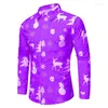 Men's Casual Shirts 2023 Year Party Shirt 3D Printed Christmas Snowman Long Sleeve Extra Large S-6XL