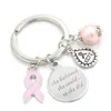 Nueva llegada llavero de acero inoxidable llaveros concientización sobre el cáncer de mama llavero de cinta rosa llavero regalos para mujeres Jewelry291a