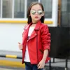 New Winter Premium Pu Girl's Leather Jackets Red Coat Boys' Leather Clothing 2024 Spring Children's Jackets Tide Black Jackets