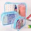 Portable zipper Transparent Cosmetic Bag Bath Wash Clear Makeup Bags Women Organizer Travel PVC Red Blue Yellow BJ