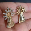 Pendentif Colliers 50pcs / lot CZ Stone Médailles religieuses Cuivre Guadalupe Grace Charms