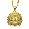 Collana con ciondolo a forma di testa indiana Hip Hop placcato in oro con ciondolo Tutankhamon per uomo donna con catena cubana da 24 pollici305T