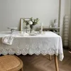 Tkanina stołowa 130x260cm francuski biały koronkowy kwiat haft bawełniany obrus czysty bawełniany kwiat okrągły obrus do dekoracji przyjęcia ślubnego 231216