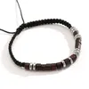 Bracelets à maillons KunJoe Vintage Bracelet de perles en bois de pierre biliaire noire pour hommes Punk tissé réglable à la main bijoux de Yoga cadeau