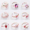 New Fashion Micro-inlaid Crystal Zircon Rings Sweet Elegant Flower Ring for Girl Women Finger Bague jewelry Bridal Gift Delicate304o