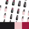 Kunstnagels Franse roze en zwarte nagel Kersensterpatroon Zoete coole stijl Kunstmatig voor handdecoratie Art
