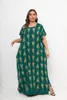 Roupas étnicas Mulheres Muçulmanas Manga Curta Dashiki Vestido O-pescoço Jilbab Bordado Boubou Maxi Solto Vestidos Elegantes Africanos Plus Size Cachecol