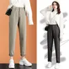 Herrbyxor mode koreanska ull Harlan Loose Daddy Pants 2023 Autumn and Winter Leisure High midja nio poäng rädisbyxor 231216