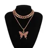 Chains Lady Fashion Bling Rhinestone Butterfly Pendant Choker Necklace For Women Crystal Wedding Vintage Jewelry Wholesale Gifts