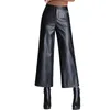 Men's Pants Oversized High Waist PU Wide Leg Anklelength Pant Baggy Black Shiny Faux Leather Womens Loose 2023 Korean Trousers 231216