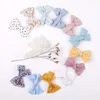 4Pcs/set Floral Print Hair Bow Clips Baby Girls Lace Cotton Linen BB Barrettes Safety Hairpins Korea Kids Headwear Accessories