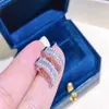 Neue Ankunft Top Verkauf Luxus Schmuck 925 Sterling Silber Prinzessin Cut Weiß Topas Edelstein Ohr Manschette Frauen Hochzeit Clip ohrring Für 230S