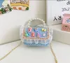 Borse a catena con perle per bambini stile lady ragazze cartoon fiore lettera applique borsa principessa monospalla per bambini borse a tracolla con catena in metallo Z6098