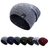 Berets 2023 Winter Beanie Hut für Männer gestrickte Mütze Frauen Dicke Wollhalsschalkappen Balaclava Maske Motorhaube Hüte Sets