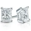 Boucles d'oreilles à tige en or blanc 14 carats avec diamants taille princesse à 4 griffes 1 50 ct total G-H SI2266W