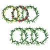 Decorative Flowers 6 Pcs Artificial Garland Hawaiian Wreath Rings Party Decor Lei Leis For Adults Green Aldult Luau Summer Wreaths