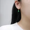 Dangle Earrings Imitate Jade Gourd Ear Studs Crystal Women Earring Chalcedony Green Fashion Natural Gemstone Jewelry Zircon Golden Color