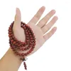 Charm Armband 8mm Tibetan 108 Sandelträ Buddhistiska bönpärlor Mala armband halsbands gåva