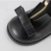 Stivali Moda Bambini PU Fiocco nero Ragazze Autunno Inverno Bambini Calzini da scuola in maglia Scarpe da bambino