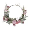 Decorative Flowers Pink Decor Artificial Flower Realistic Wreath Green Plants Door Hanging Scene Iron