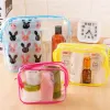 Portable zipper Transparent Cosmetic Bag Bath Wash Clear Makeup Bags Women Organizer Travel PVC Red Blue Yellow BJ