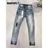 Män jeans män lila designer mode nödställda rippade cyklister kvinnor denim last för män svarta byxor kanadensiska