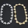 رجالي سلسلة سلسلة رابط سلاسل القلب مكسورة الماس قلادة الهيب هوب بانك المثلجة خارج القلادة الرجال النساء الهيبوب المجوهرات الوصول إلى 1856