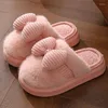 Slippers Lovely Winter Boots Home For Women Plush Velvet Snow Boot Keep Warm Platform Cotton Shoes Bow Tie Indoor Slipper