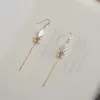 Lii Ji – boucles d'oreilles pendantes en forme de perle, style Boho, en or 14 carats, ne se décolore pas, longs glands, bijoux d'eau douce, cadeau pour femmes