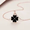 Other Pendants Fashion 925 Sterling Silver Necklaces For Women Sweet Temperament Two-Sided Love Four Clover Pendant Jewelry Lady Birthday Gifts