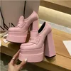 Mode intrico Laarzen Designer Vrouwen Aevitas Enkele Lederen Platform Laarzen luxe dikke Hak hoge hakken Schoenen Maat 35-41