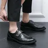 Kledingschoenen Monnik Heren PU Effen kleur Ronde kop Gesp Blok Carving Klassiek Comfort Zakelijk formeel banket