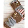 Five Fingers Gloves Embroidered Bird Women s Cotton Fingerless Knit Block Stitching Mittens A565 231216