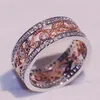 2017 Nuovo arrivo Gioielli di lusso più venduti 925 Sterling Silver Rose Gold Filled 5A CZ Crystal Party Women Wedding Band Leaf Ring 271p